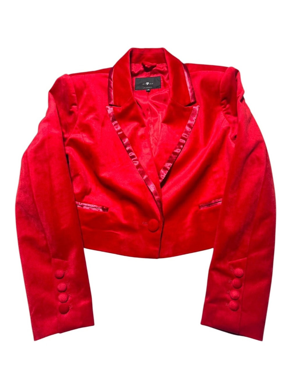 7 For All Mankind Women’s Medium red cropped blazer Velvet Academia Designer